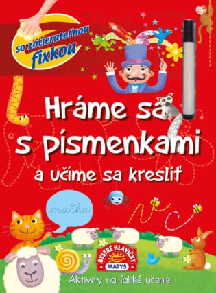 Naučiť sa kresliť a písať písmenká nie je pre malé deti vôbec jednoduché. Kreslenie zvieratiek, autíčok, víl i lastovičiek, obreslovanie klikov-hákov aj prešmyčiek, aby vzniklo správne písmenko – to všetko nájdete v našom aktivity zošite. K tomuto zošitu však patrí aj zotierateľná fixka, vďaka ktorej deti môžu donekonečna trénovať na zábavných predlohách. Stačí jeden ťah handričkou a začína sa nanovo...